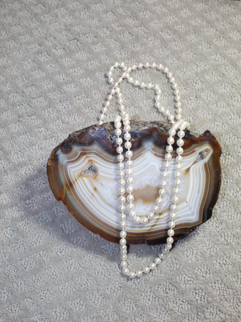 Single Strand Hand Knotted 70" Ivory Faux Pearl Necklace - GUC - Picture 2 of 4